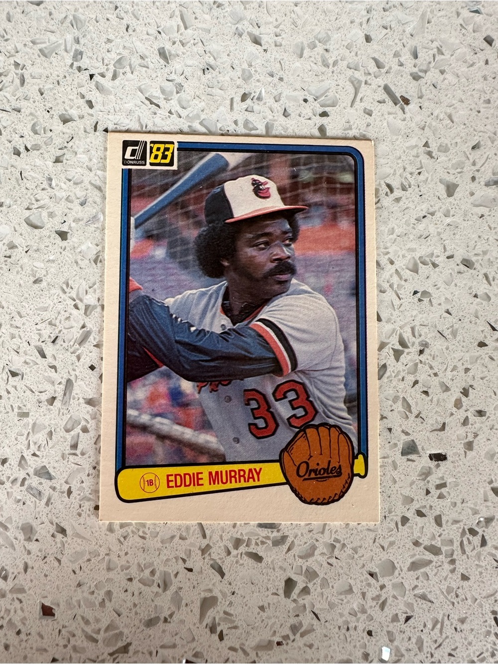 Russ Eddie Murray Orioles Baseball Card - White, Black, Orange, Yellow, Blue